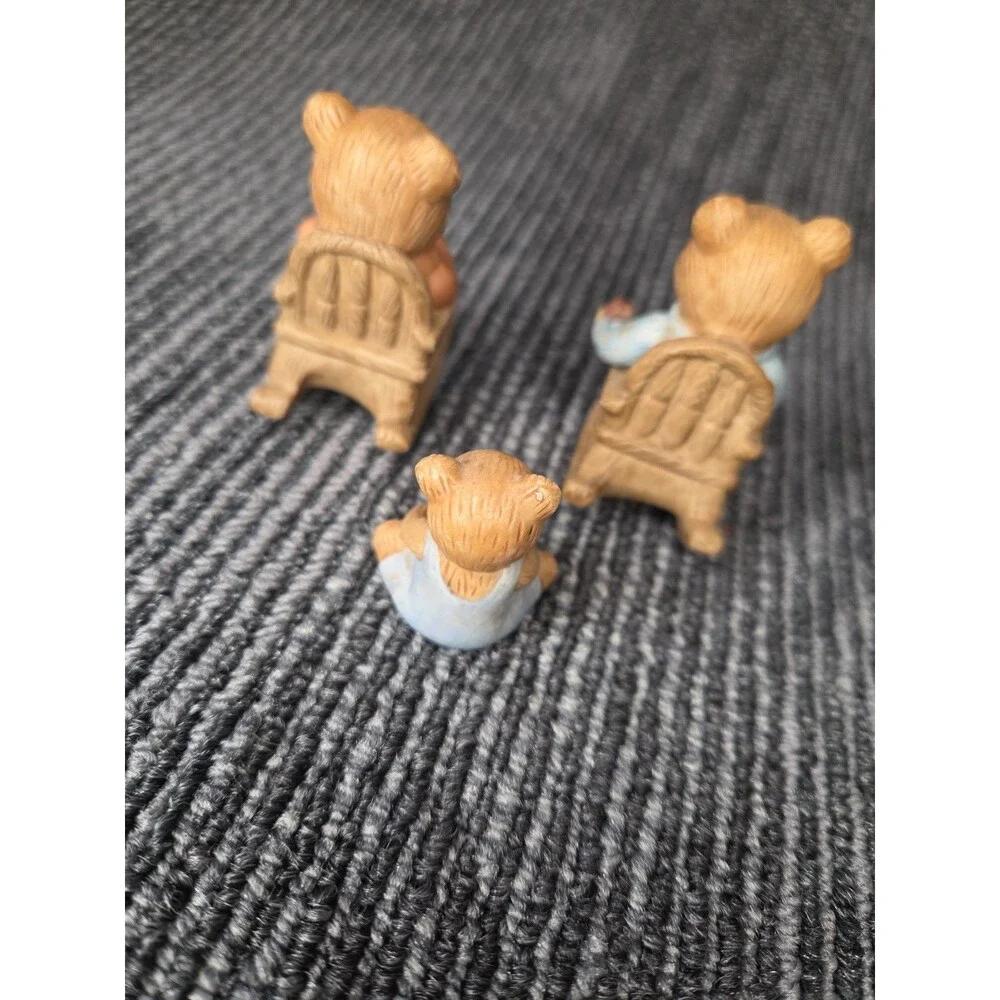 Homco Bear Family Figurines #1470 Rocking Chair  Set of 3 Ceramic Home Interiors